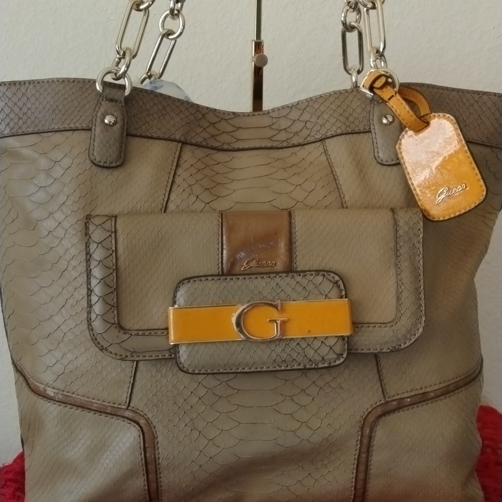 Guess Color Block Fallon Tote Bag With Luggage Tag - image 5